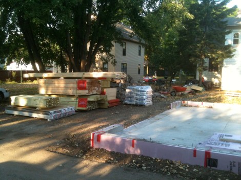 Framing material delivered to site